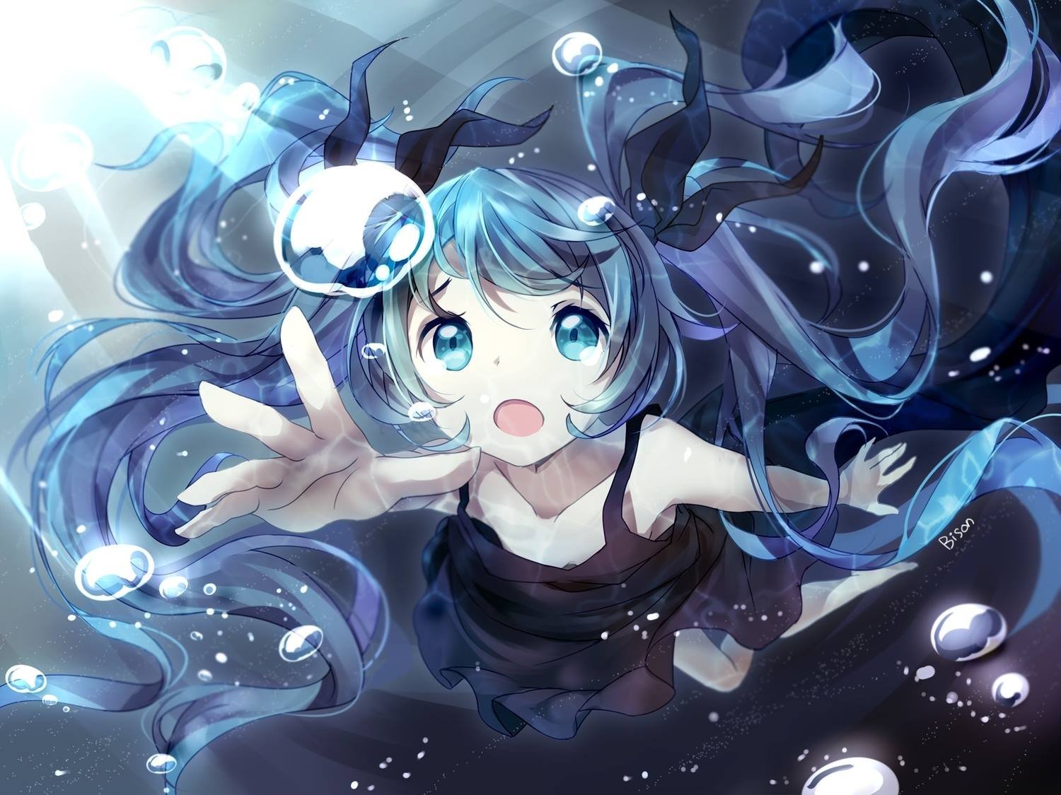 Image Twintails Anime Anime Girls Blue Hair Vocaloid Hatsune
