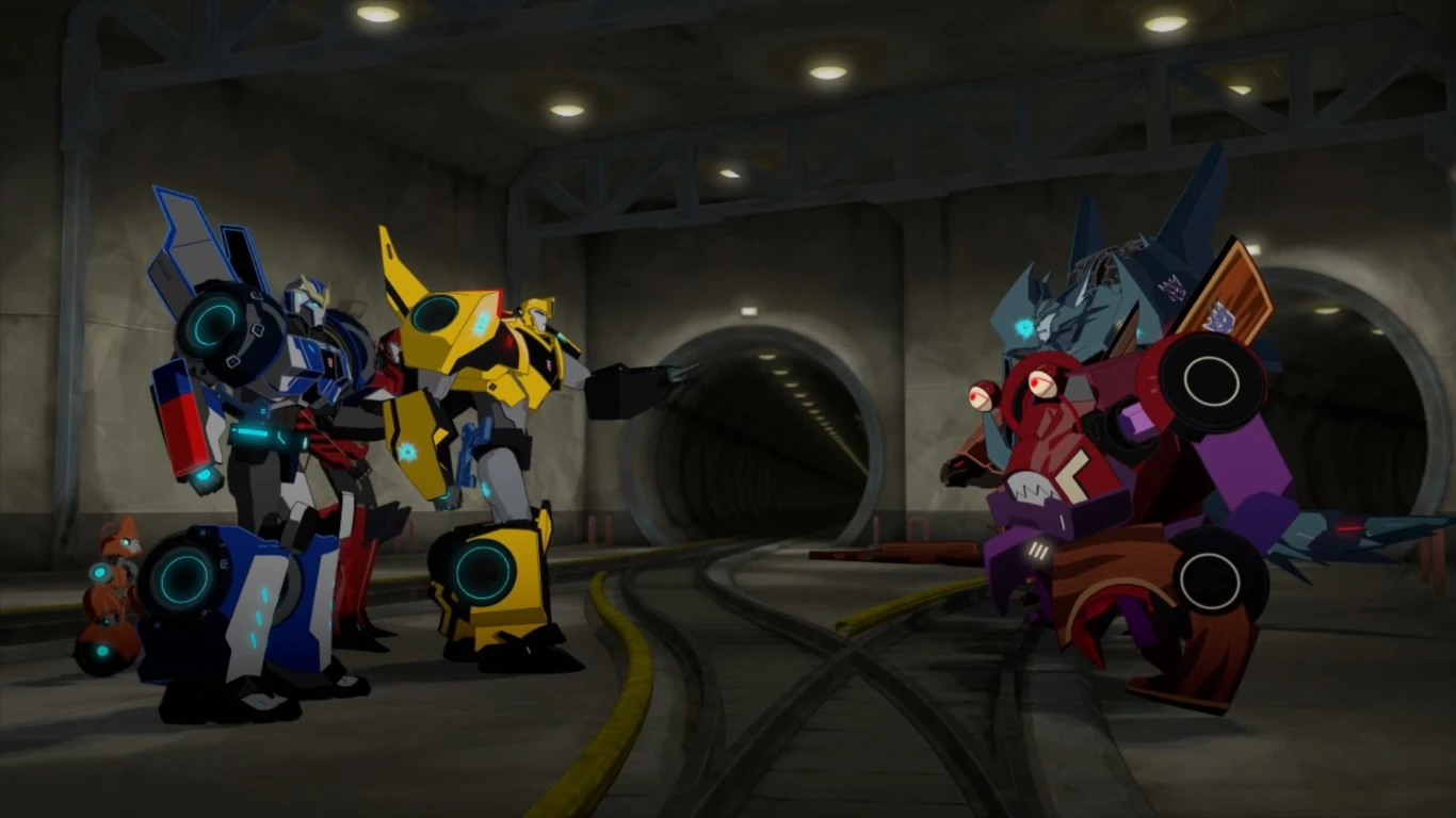 Image Bumblebee, Strongarm, Fixit and Sideswipe with Steeljaw and