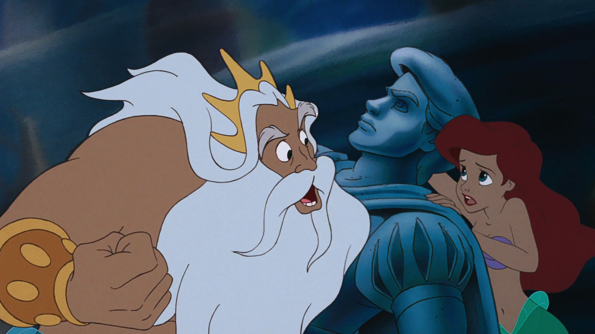 Image Ariel arguing with her father over saving Prince Eric in the