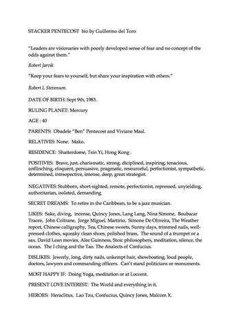 Stacker Pentecost Draft Biography Pacific Rim Wiki Fandom