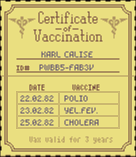 Certificate Of Vaccination Papers Please Wiki Fandom