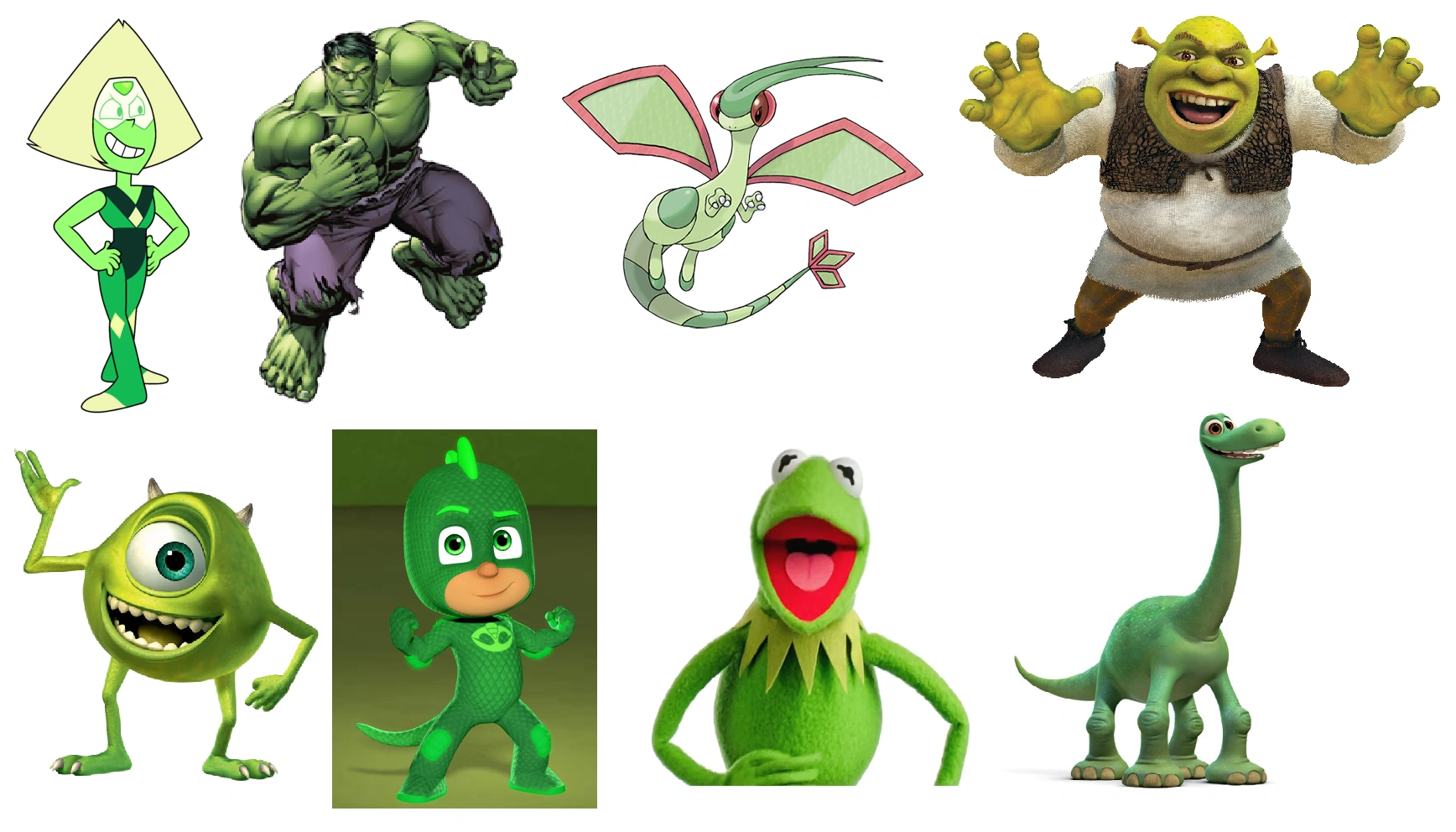 Image Peridot, Shrek, Mike Wazowski, Arlo, Kermit the Frog, Flygon