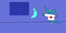 Mimi, Garfield and PollyxCare Bears Forever Young Scene 5 - Blue