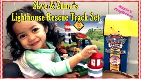 paw patrol skye and zuma lighthouse rescue track set