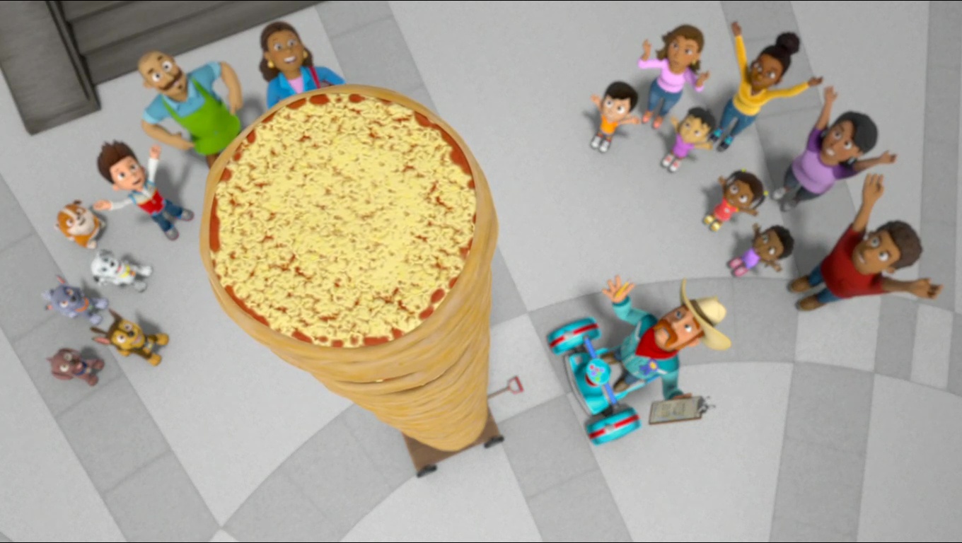 pups save a tower of pizza