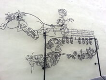 Cow & Fish wrought iron sculpture, Fish Lane, George Town, Penang