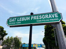 Presgrave Street Ghaut sign, George Town, Penang