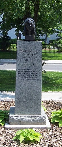 Bust and pedestal of Gwendolyn MacEwen