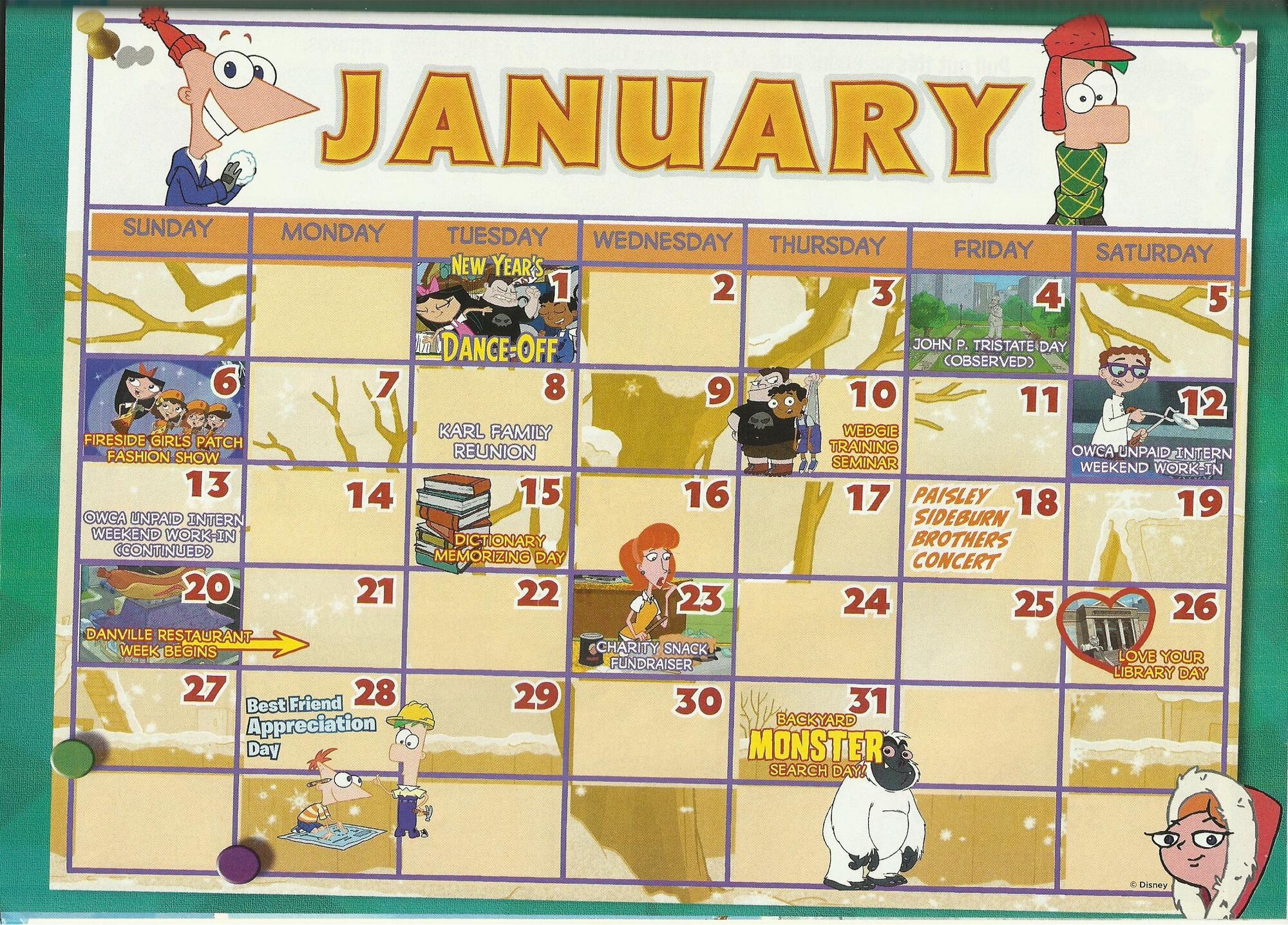 Image January Calendar.jpg Phineas and Ferb Wiki FANDOM powered