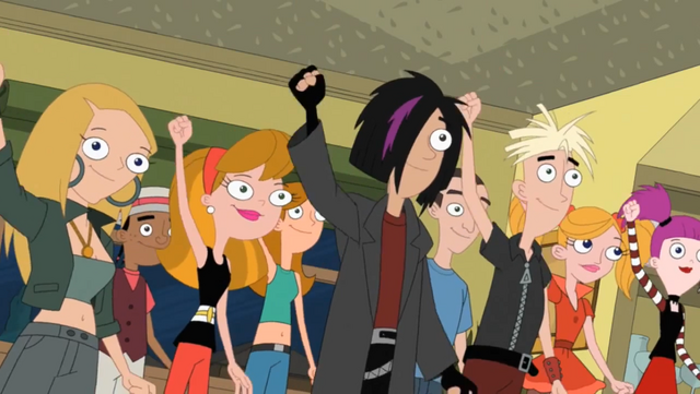 Image Lacie Cheering Candace Partypng Phineas And Ferb Wiki 