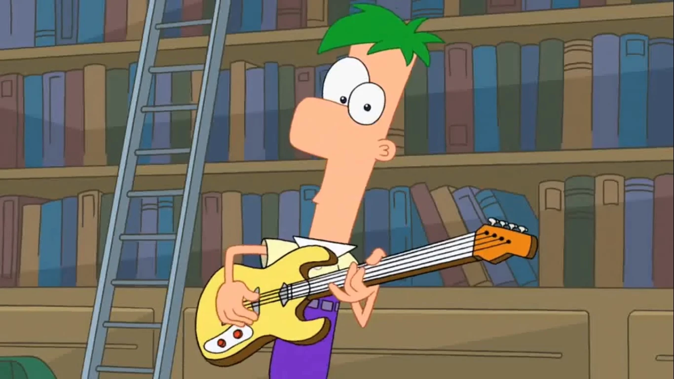 Image Ferb playing guitar in Ain't Got Rhythm.jpg Phineas and Ferb