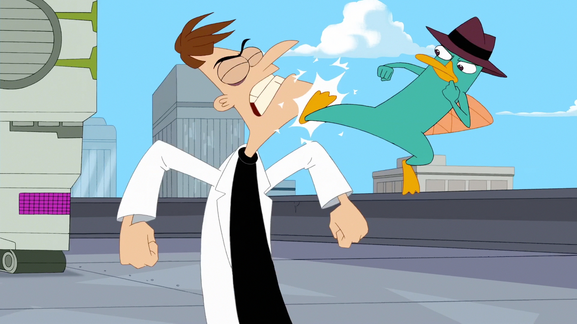 Image 326a Perry Hits Doof.jpg Phineas and Ferb Wiki FANDOM powered by Wikia