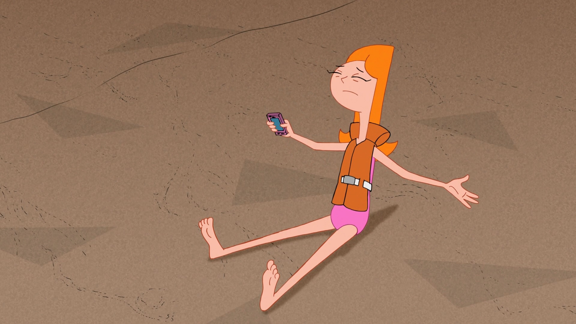 Image Candace starting to lie back down on the sand.jpg Phineas and