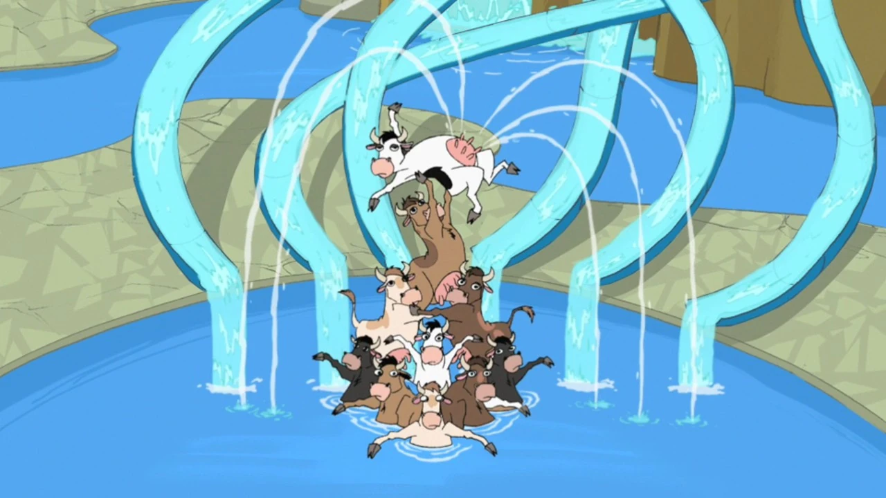 Image Cow water fountain.jpg Phineas and Ferb Wiki FANDOM powered