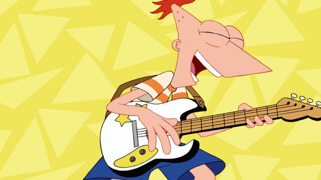 Image Phineas Wailing Away On Guitar Phineas And Ferb Wiki Fandom Powered By Wikia