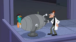 Perry covers Doofenshmirtz's Inator