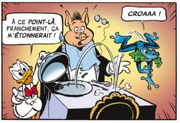 Donald sort la grenouille du plat du client