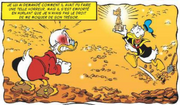 Donald se moque de la statuette fabriquée par Picsou