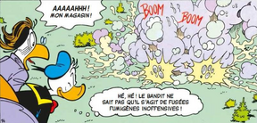 Donald envoie des fumigènes sur le magasin de Mister Transf
