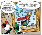 Riri et Loulou devant un tableau du baron de Münchhausen