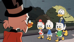 Balthazar Picsou rencontrant Riri, Fifi et Loulou Duck
