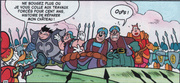 Picsou et son armée encerclant Gertrude les Black Phantom