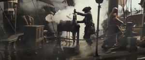 Pirate ship under fire