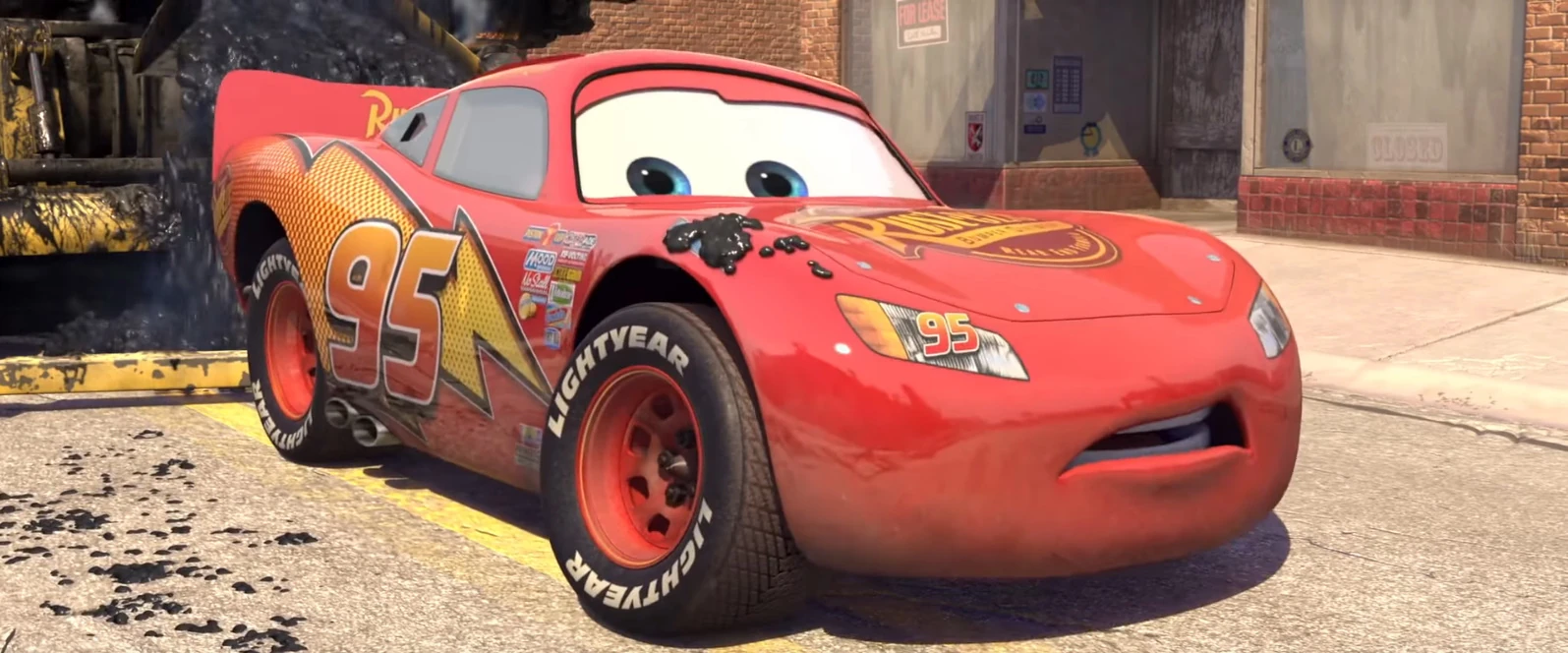 Image Lightning McQueen After His Lucky Sticker Gets Dirty From