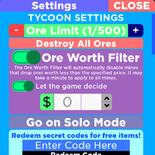 Settings Ore Tycoon 2 Wiki Fandom