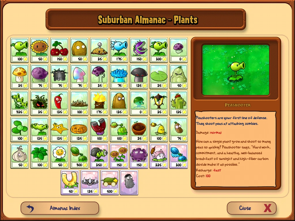 Изображение Suburban Almanac Plants.png Plants vs. Zombies Wiki