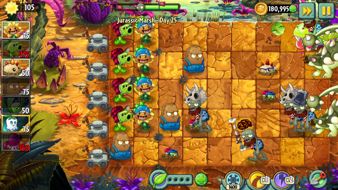 Jurassic Marsh Day 25 Plants Vs Zombies Wiki Fandom