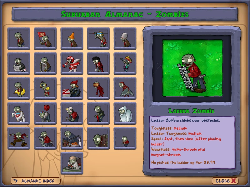 Image Ladder Zombie almanac.png Plants vs. Zombies Wiki FANDOM