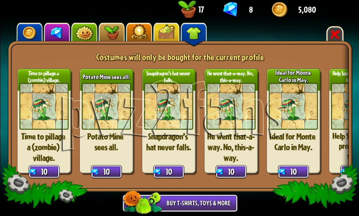 Image Costumes in shop.png Plants vs. Zombies Wiki FANDOM powered