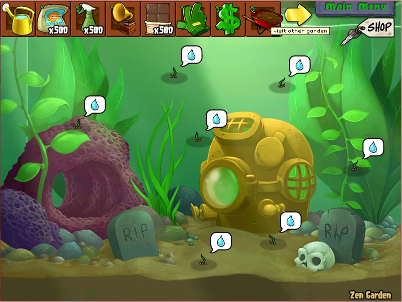 Image Sprout On Zen Garden Aquarium.png Plants vs. Zombies Wiki