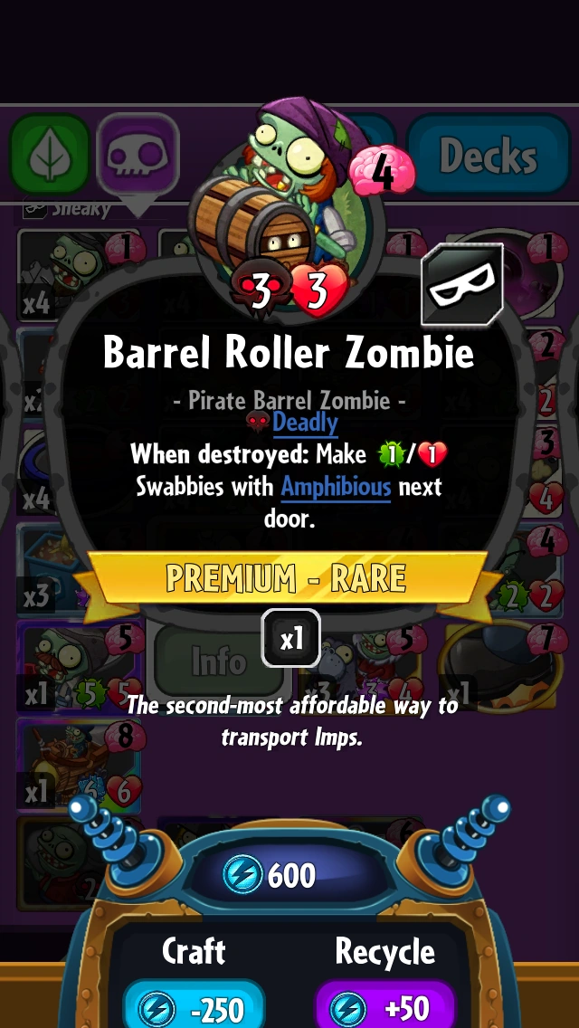 Barrel Roller Zombie (Plants vs. Zombies Heroes) Plants vs. Zombies