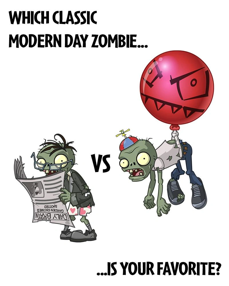 Image Balloon Zombie vs. Newspaper Zombie.png Plants vs. Zombies