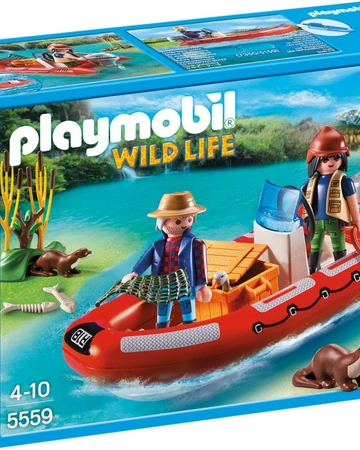 playmobil inflatable boat with explorers