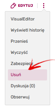 Usuwanie strony