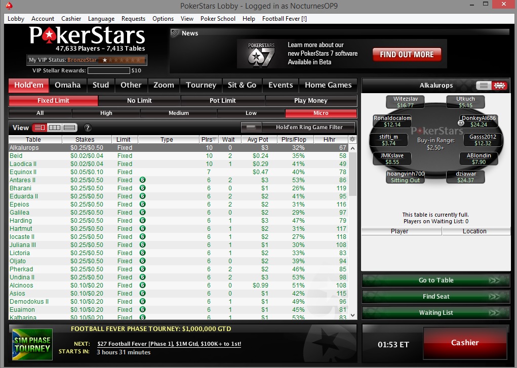 PokerStars Gaming free