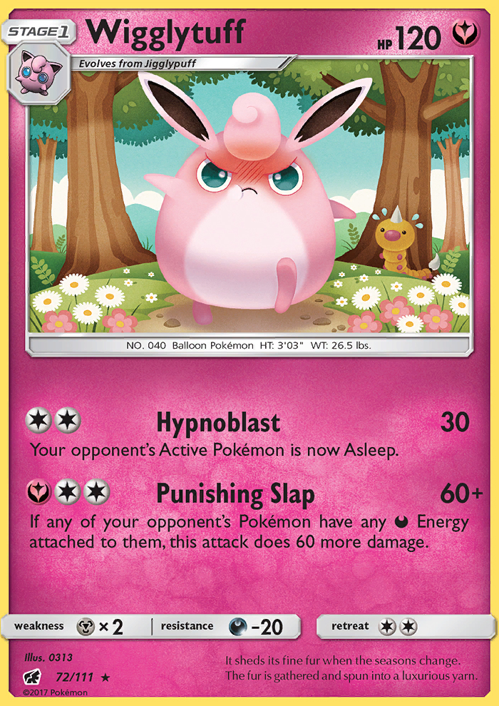 POKEMON SUN /& MOON CRIMSON INVASION CARD 72//111 WIGGLYTUFF RARE