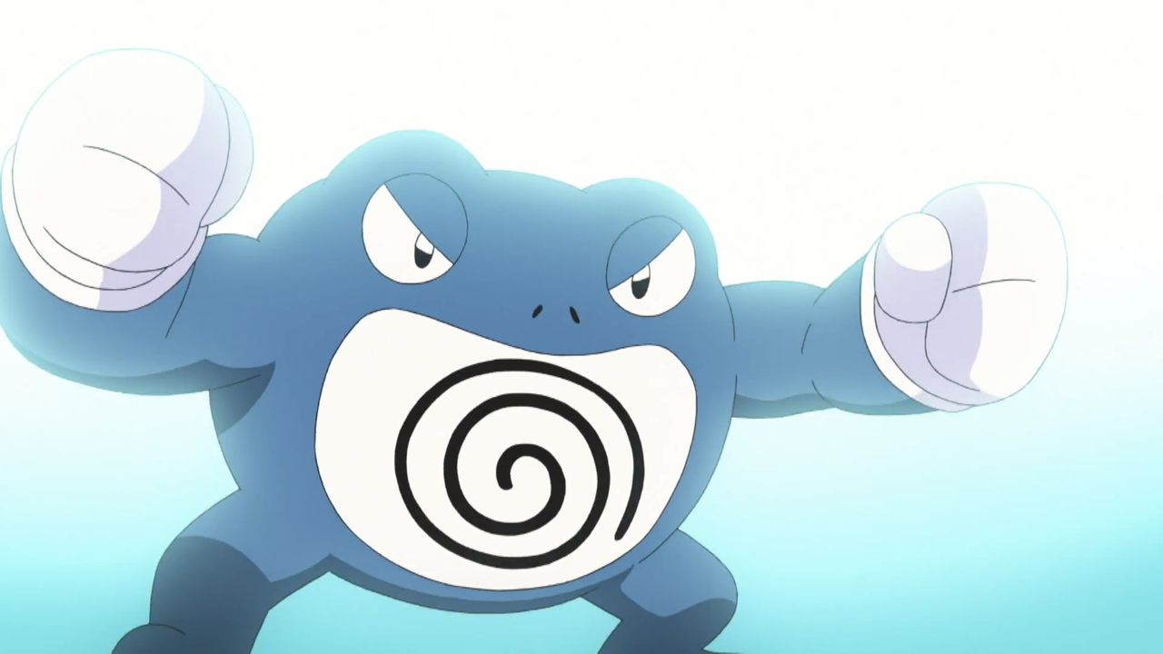 Покемон на белом фоне Poliwrath