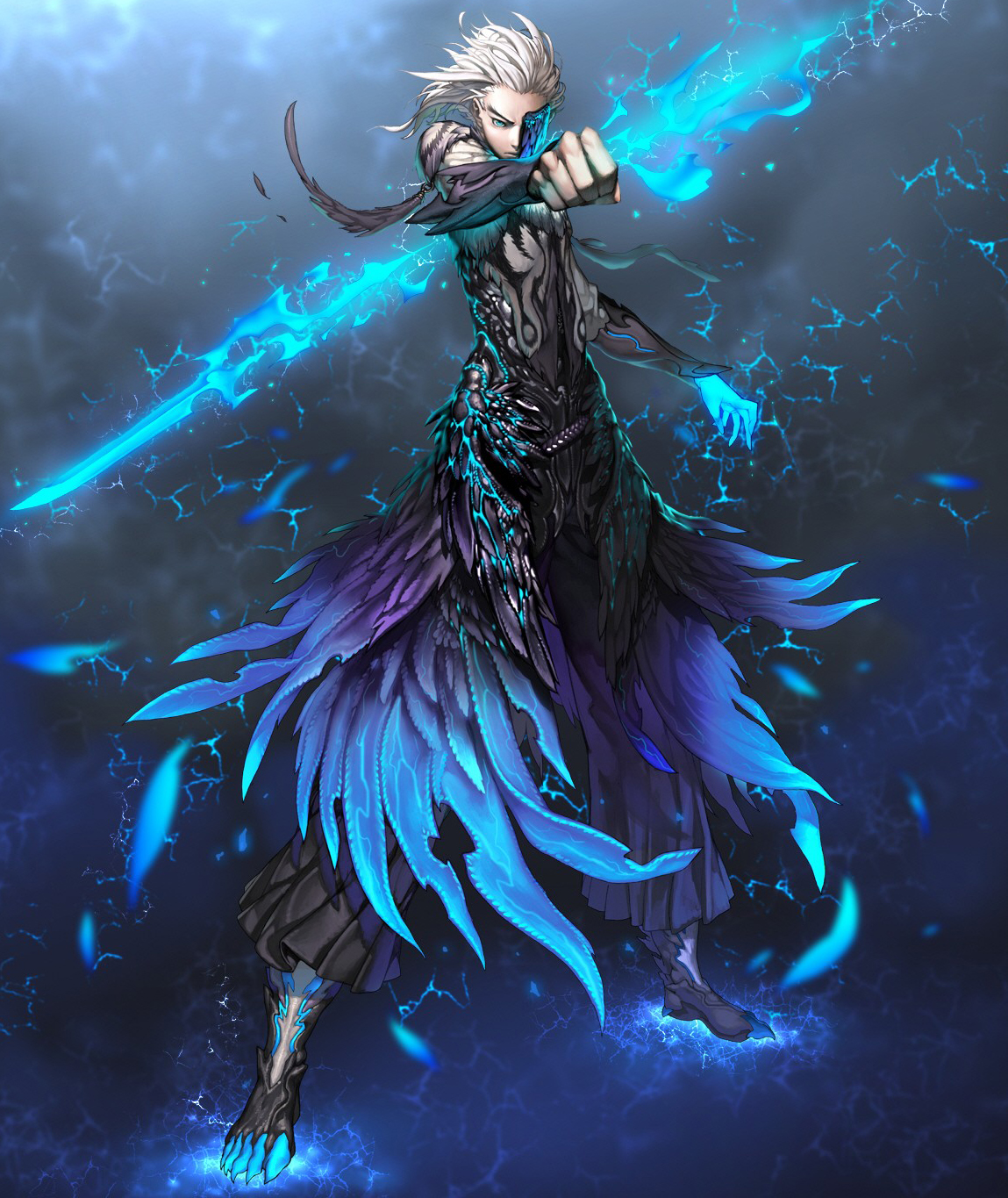 Image Blade And Soul Anime Boys Eyepatch Feathers Male White