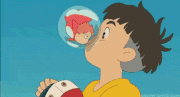 Ponyo and Sosuke kiss