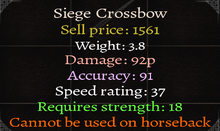 Siege Crossbow stats