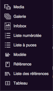 Infobox dans le menu déroulant du VE