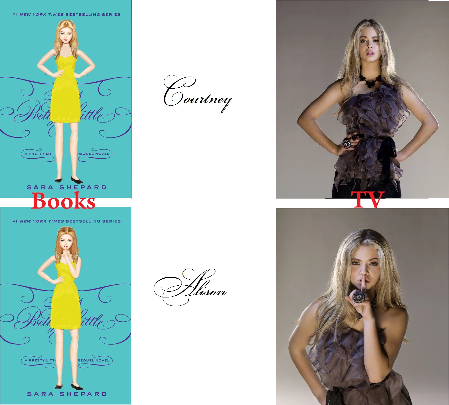 Image Ali and Courtney Book TV comparison.png Pretty Little Liars Wiki FANDOM powered by