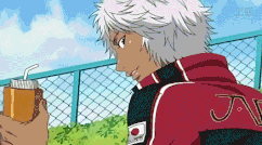 Tanegashima stealing Sanada's drink