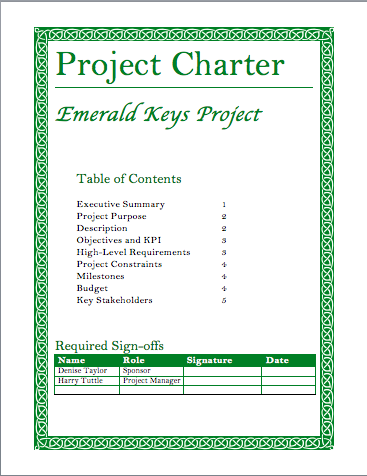 project management charter