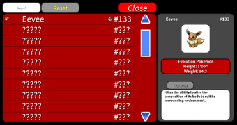 Roblox Project Pokemon Pokedex List