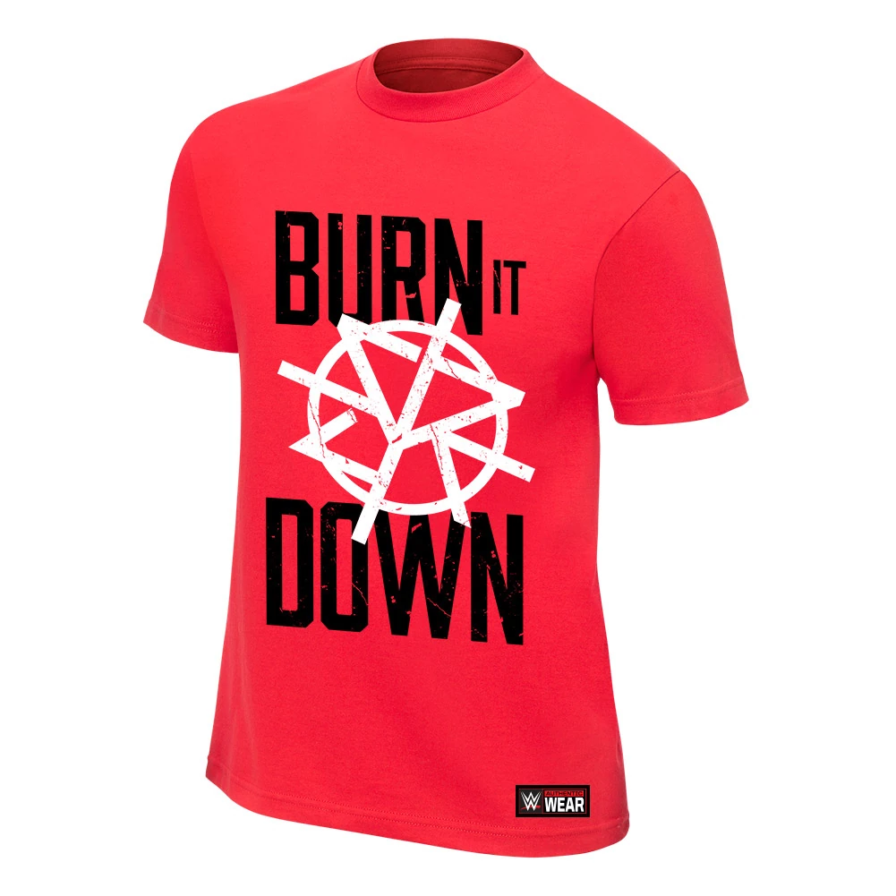 Seth Rollins Burn It Down Red Youth Authentic T Shirt Pro -